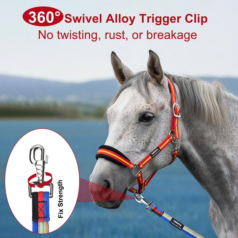 Fornyk Lunge Line for Horse, Equine Lunge Line with Solid Swivel Alloy Trigger Buckle for Accurate Equestrian Training, Competition and Daily Use, 26ft/8m (Gray-Green-Blue) - Image 5